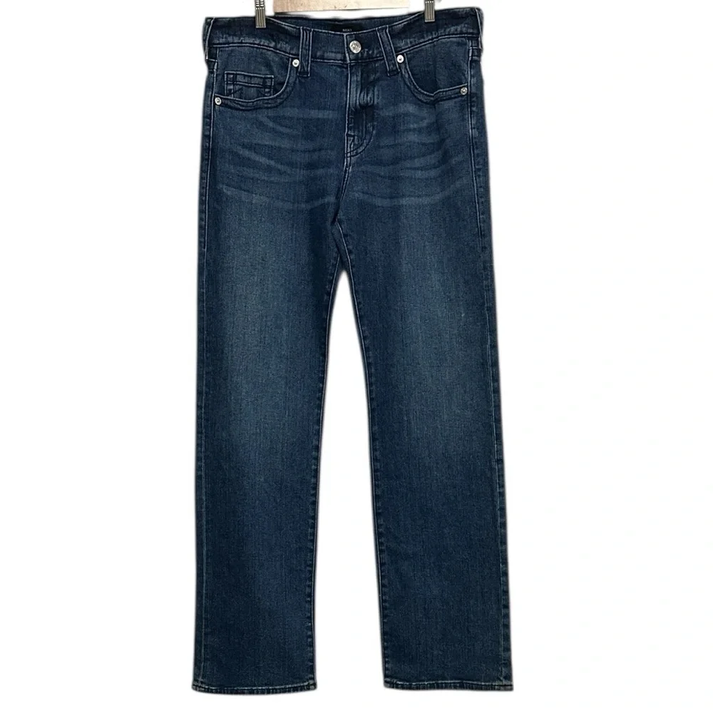 NEW TRUE RELIGION Ricky‎ SN Relaxed Straight Jean Medium Tidal Wash Size 34 x 34